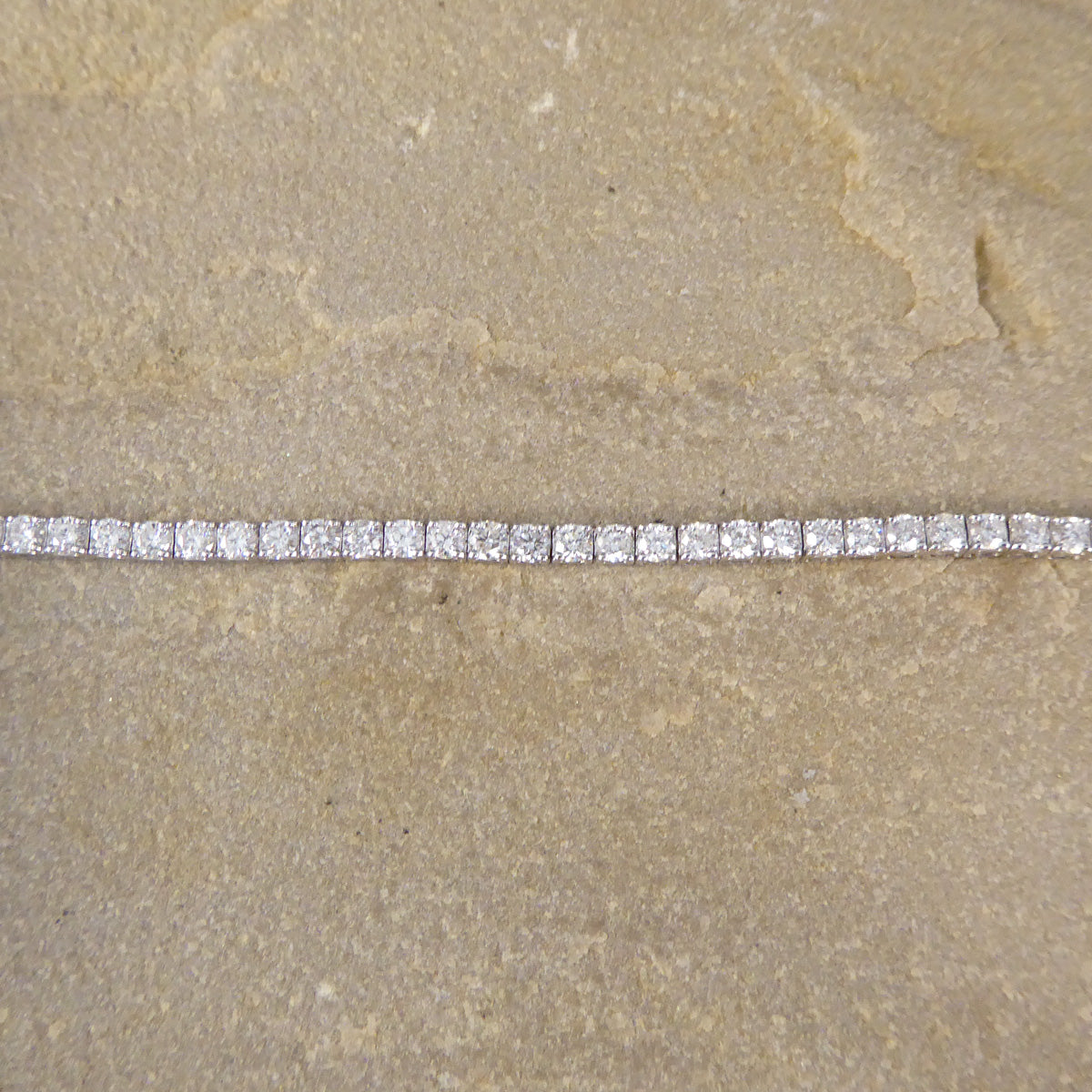 4.13ct Diamond Box Set Tennis Bracelet in 18ct White Gold - Wharfedale Antiques