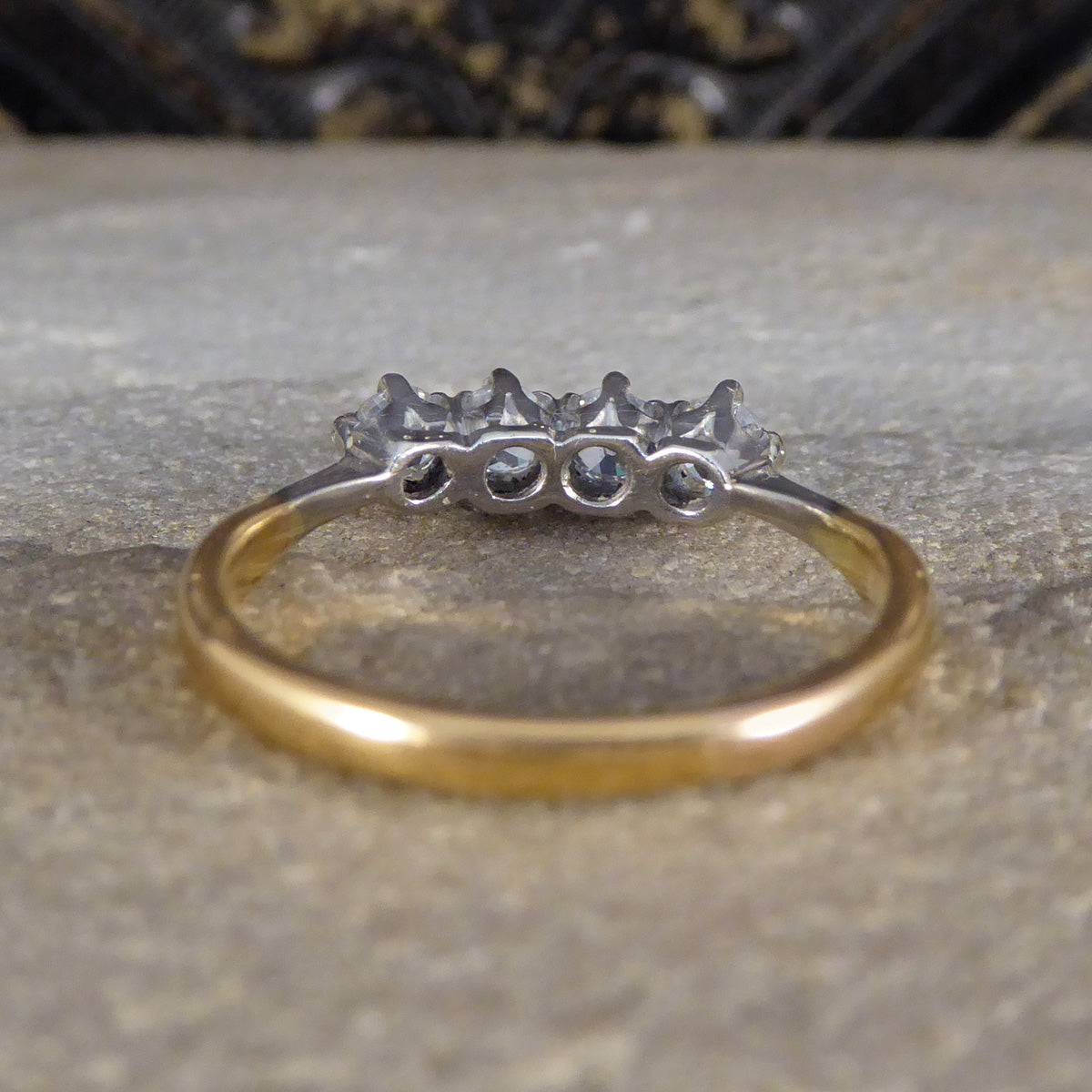 Late Victorian Old Cut Diamond Four Stone Ring in 18ct Yellow Gold