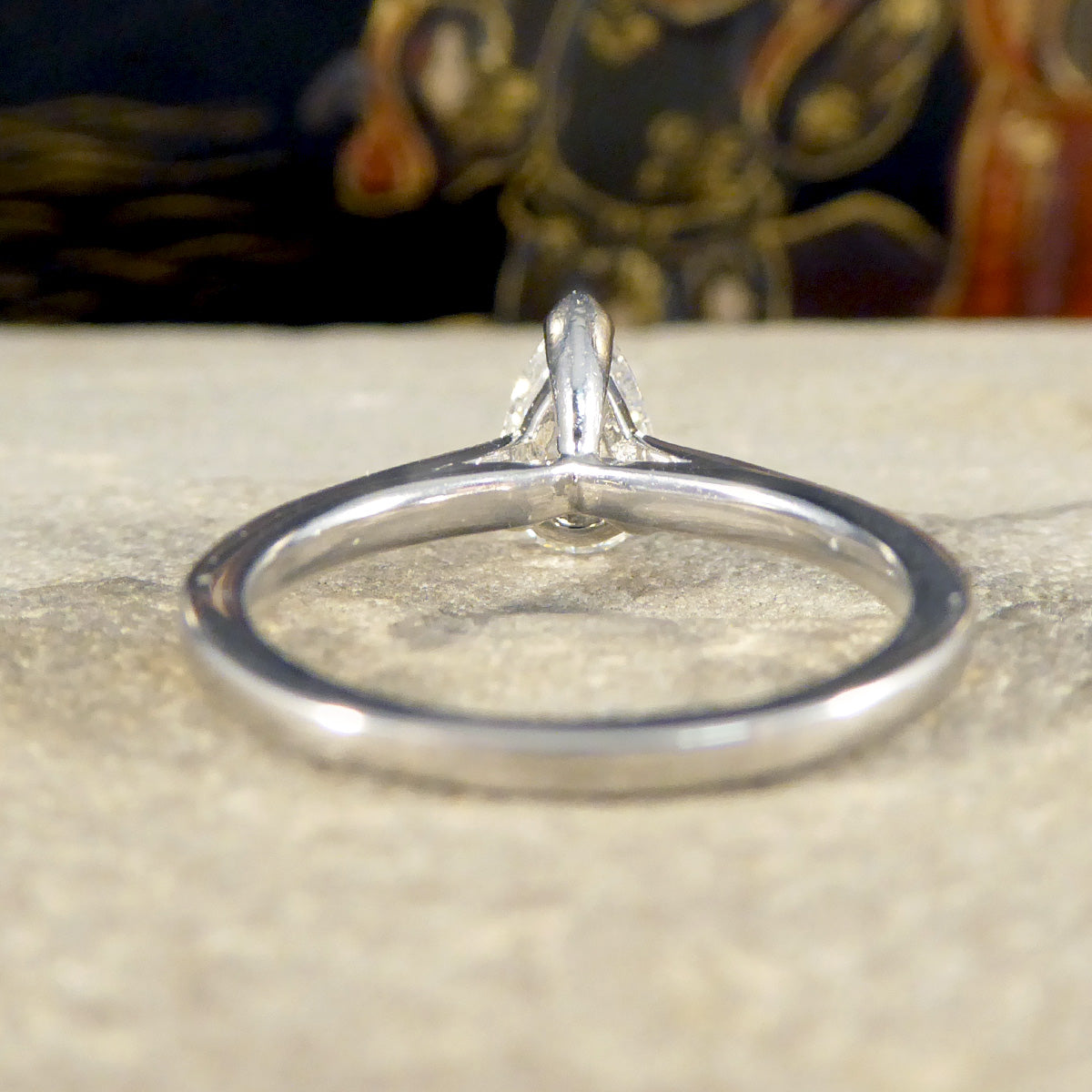 GIA Cert Pear Cut Diamond Engagement Ring with Diamond Shoulder in Platinum