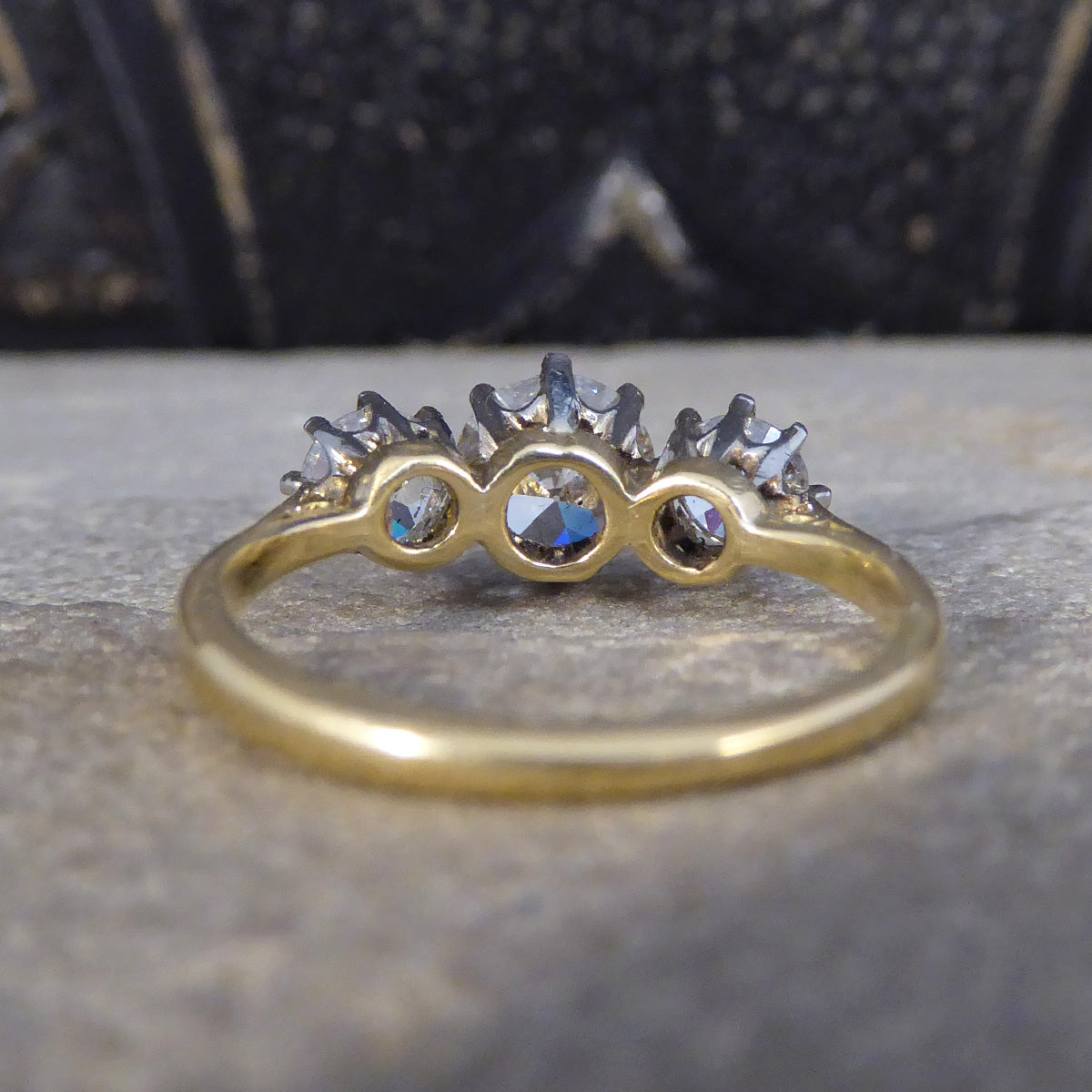 C1920's Diamond Three Stone 1.57ct Diamond Ring in 18ct Yellow Gold and Platinum - Wharfedale Antiques