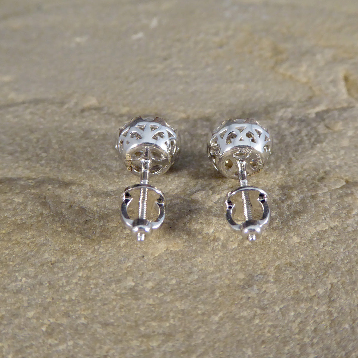 Diamond Stud Earrings with 3.00ct Look Illusion in 18ct White Gold - Wharfedale Antiques