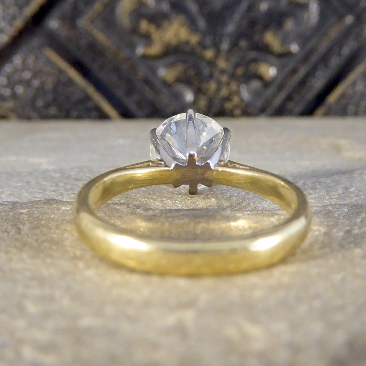 1.91ct Brilliant Cut Diamond Solitaire Ring in 18ct Yellow and White Gold - Wharfedale Antiques