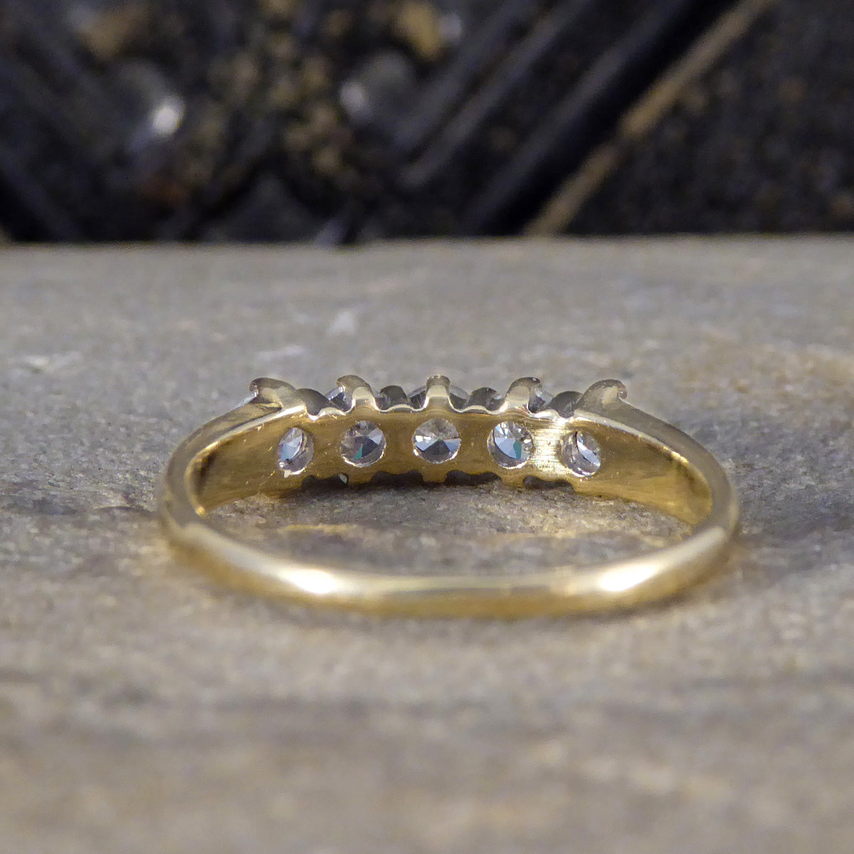 Vintage Five Stone Diamond Ring in 18ct Yellow Gold - Wharfedale Antiques