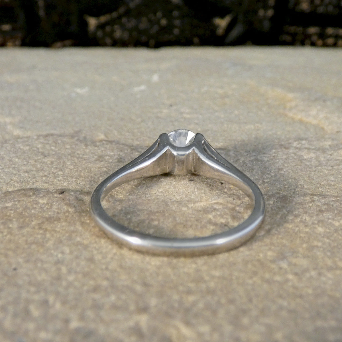 Diamond Solitaire Engagement Ring with Diamond Set Shoulders in 18ct White Gold - Wharfedale Antiques