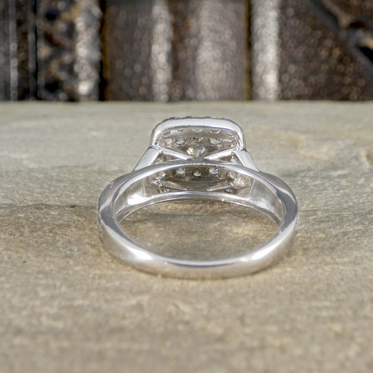Diamond Cluster Wedfit Engagement Ring in White Gold - Wharfedale Antiques