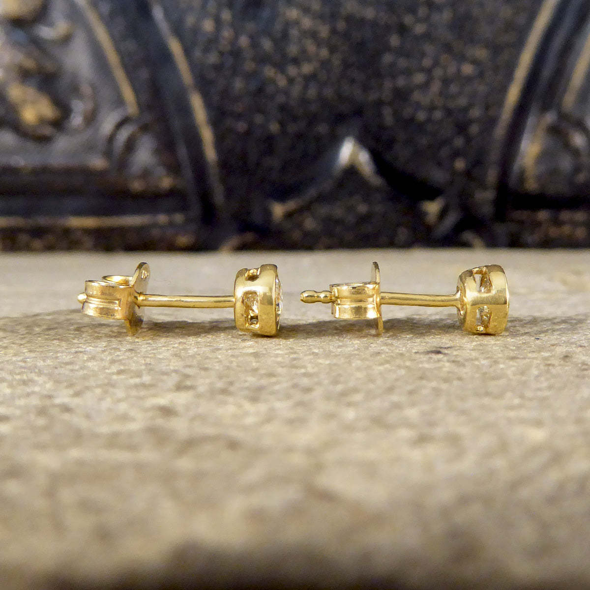Brilliant Cut Collar Set 0.50ct Diamond Stud Earrings in 18ct Yellow Gold - Wharfedale Antiques