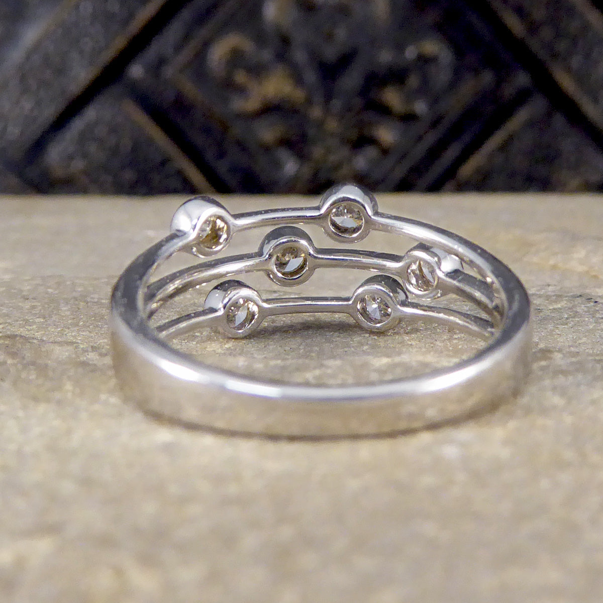 Diamond Three Strand Bubble Style Ring in 18ct White Gold - Wharfedale Antiques