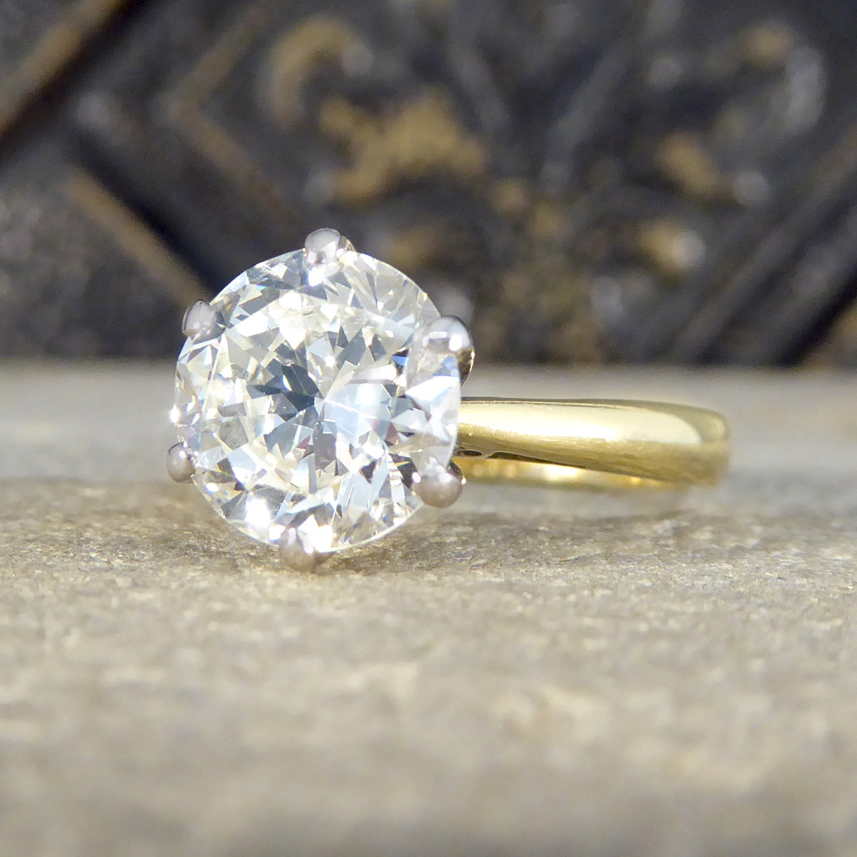 1.91ct Brilliant Cut Diamond Solitaire Ring in 18ct Yellow and White Gold - Wharfedale Antiques