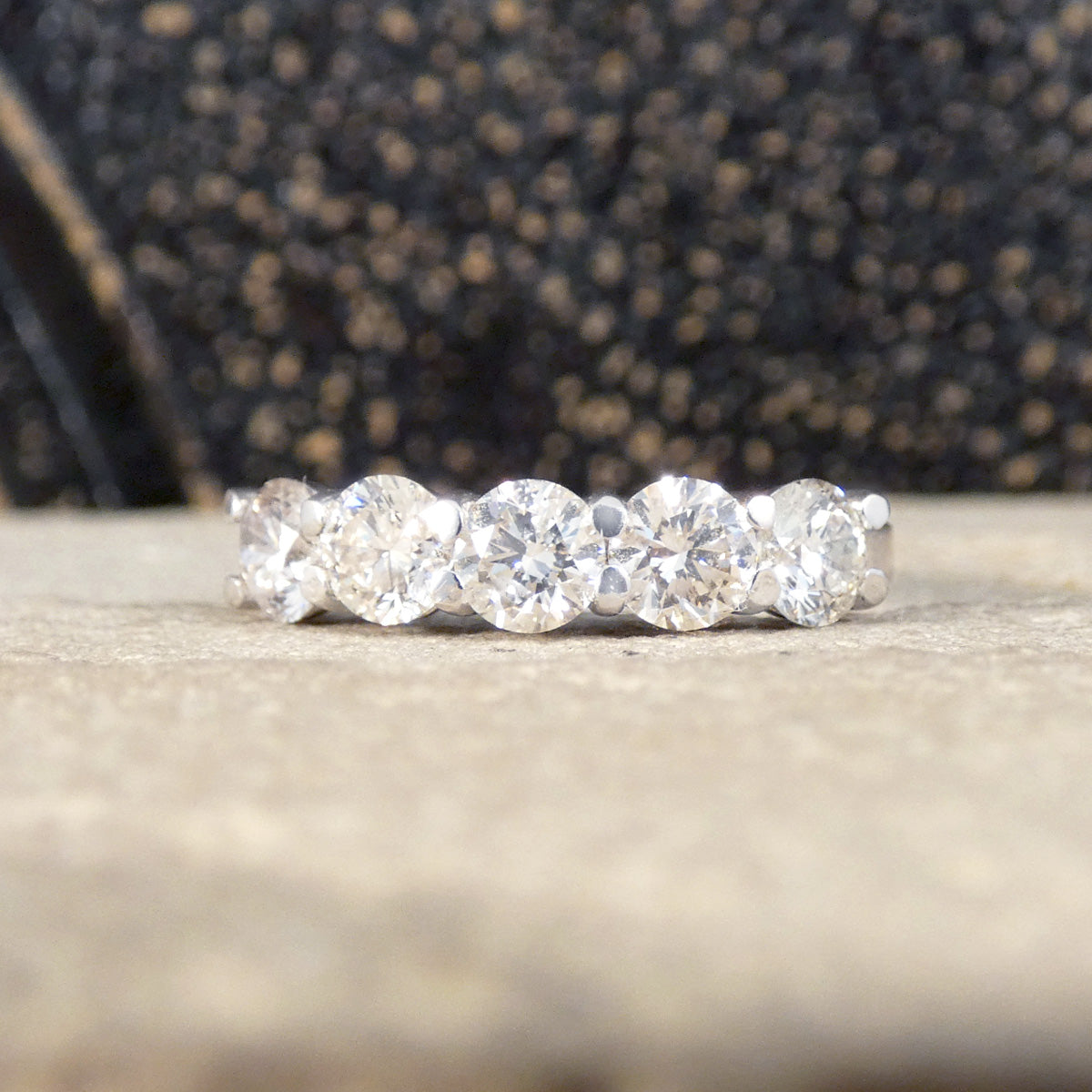 1.52ct Brilliant Cut Diamond Five Stone Ring in 18ct White Gold - Wharfedale Antiques