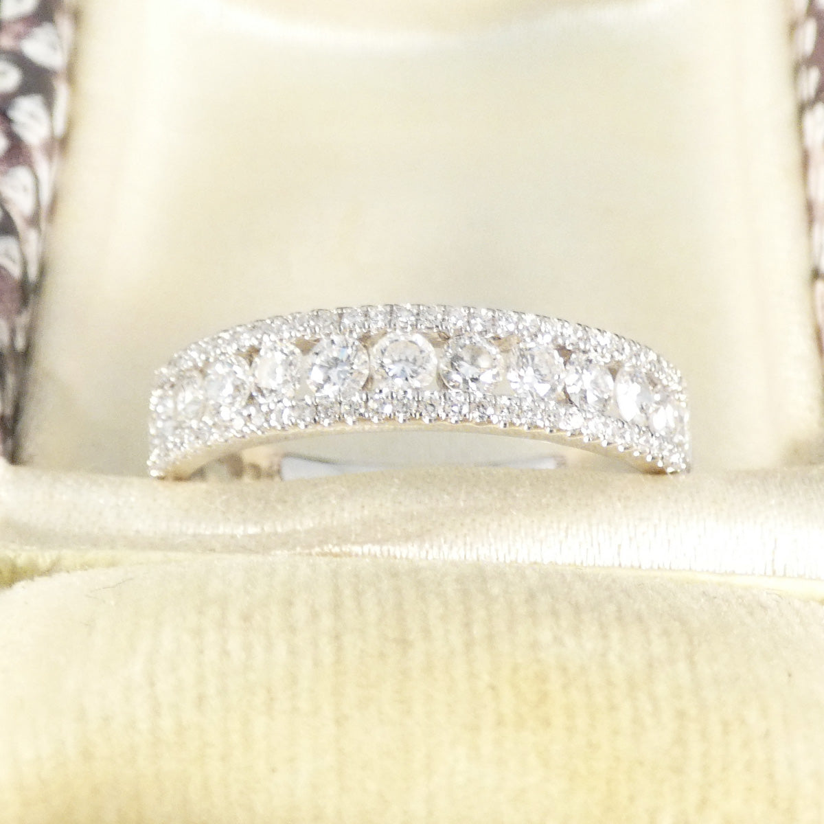 Diamond Channel Set Half Eternity Ring in 18ct White Gold - Wharfedale Antiques