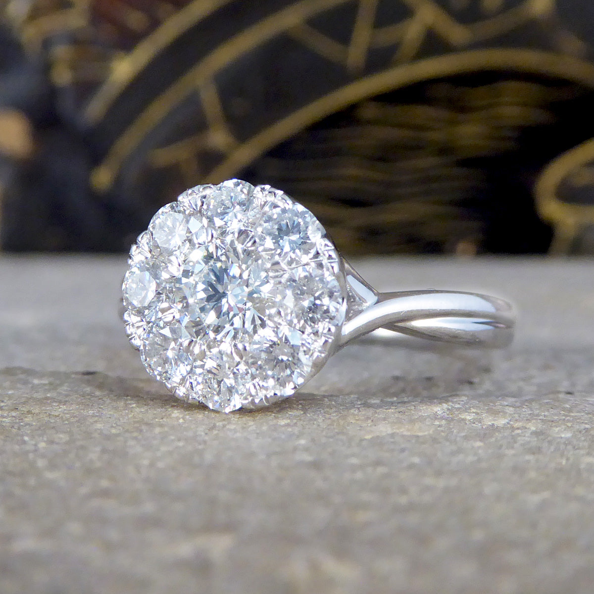 Diamond 3.00ct Solitaire Illusion Ring in Platinum - Wharfedale Antiques