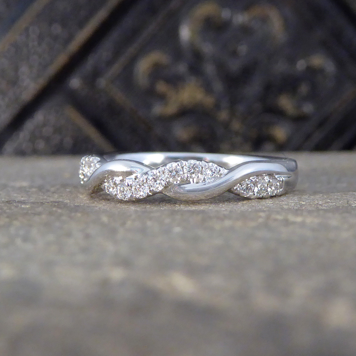 Diamond Twist Band Ring in 18ct White Gold