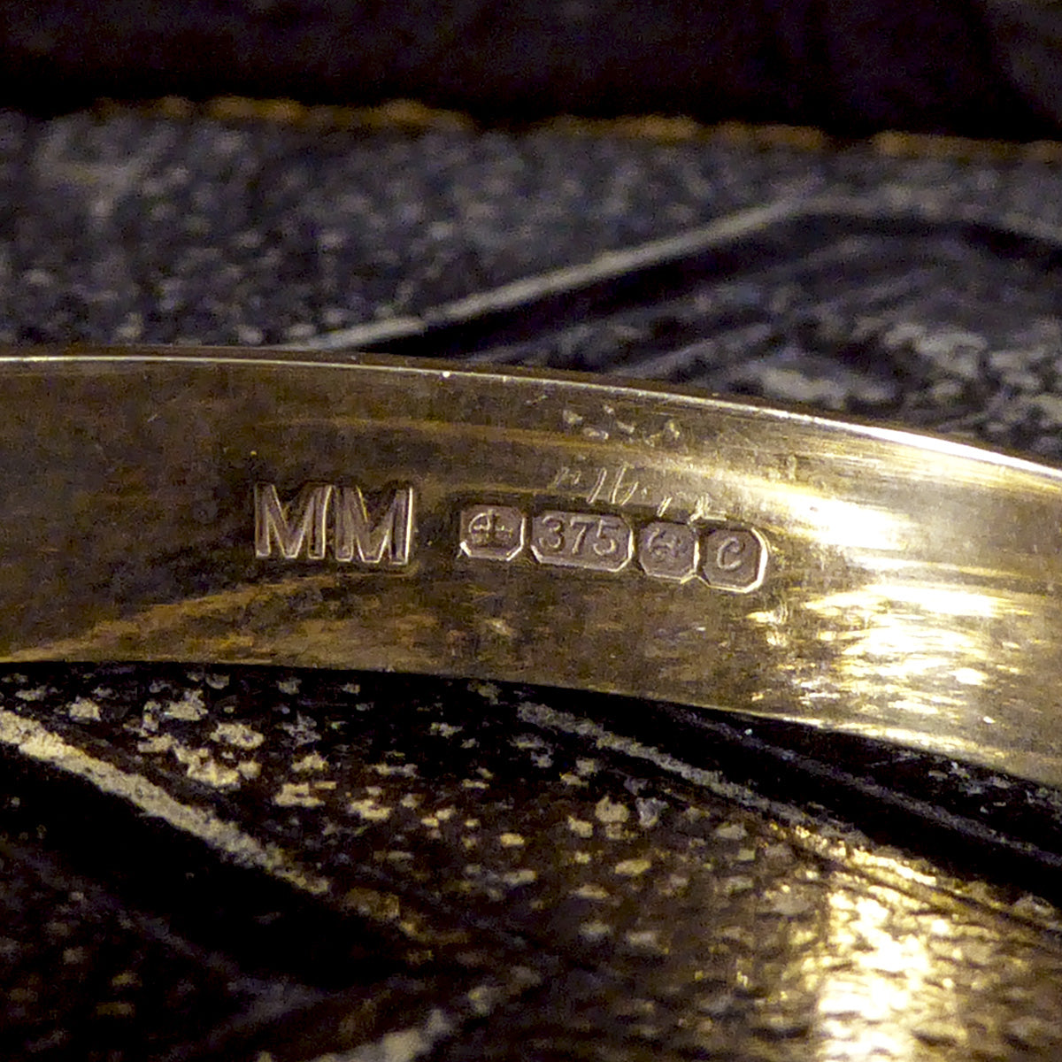 Vintage Yellow Gold Matt Brush Leaf Detailed Bangle C1977 - Wharfedale Antiques