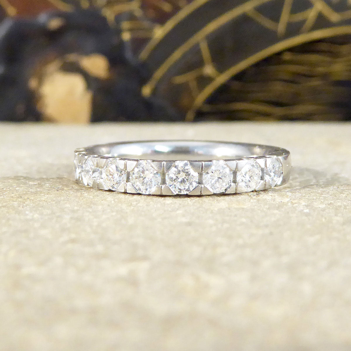 Modern Diamond Half Eternity Ring in Platinum - Wharfedale Antiques