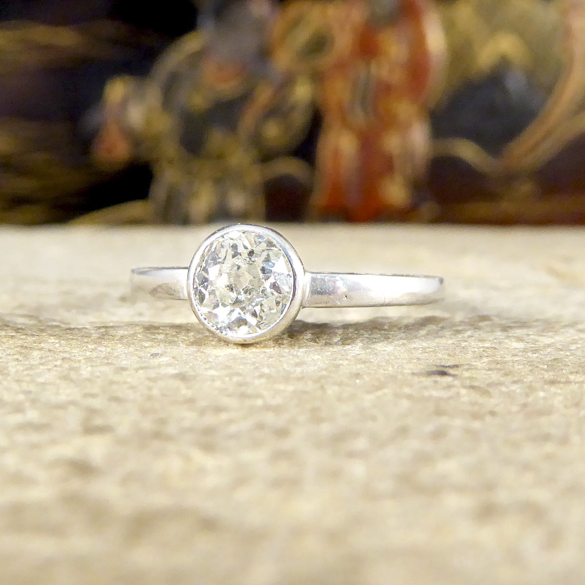 Vintage 0.50ct Old European Cut Diamond Ring in 14ct White Gold - Wharfedale Antiques