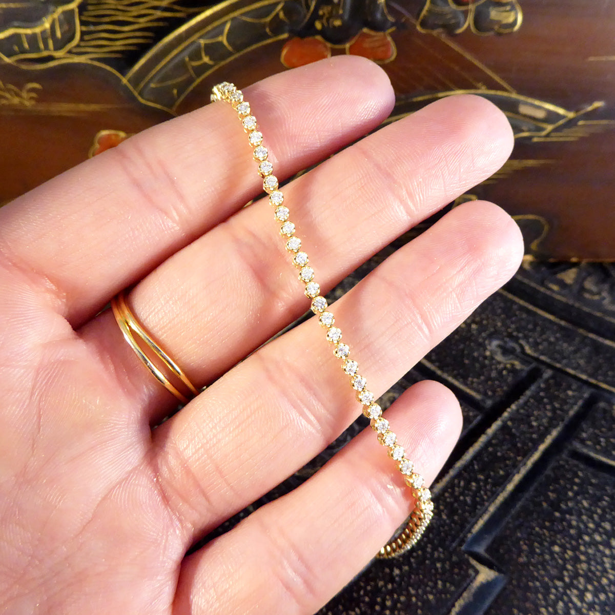 1.07ct Diamond Flexi-Link Tennis Bracelet in 18ct Yellow Gold - Wharfedale Antiques