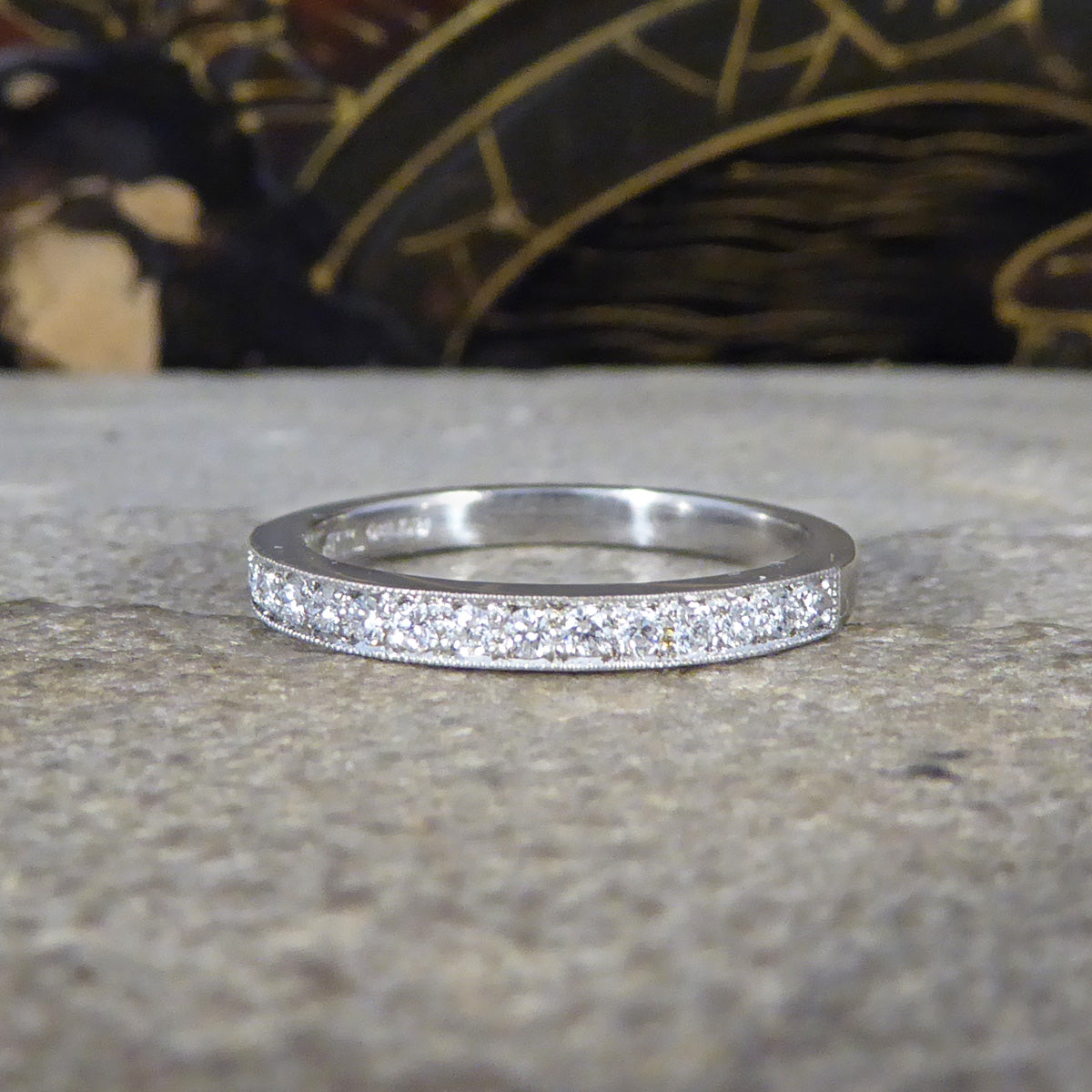 Modern Brilliant Cut Diamond Channel Set Half Eternity Ring in Platinum - Wharfedale Antiques