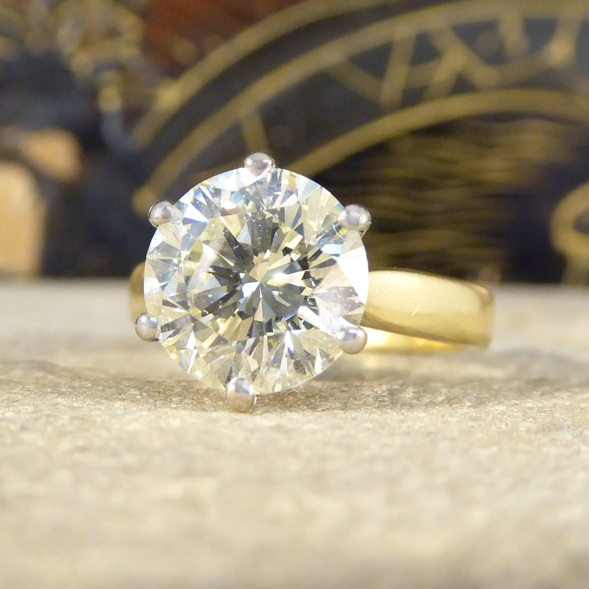 3.38ct Brilliant Cut Diamond Solitaire Engagement Ring in 18ct Gold - Wharfedale Antiques