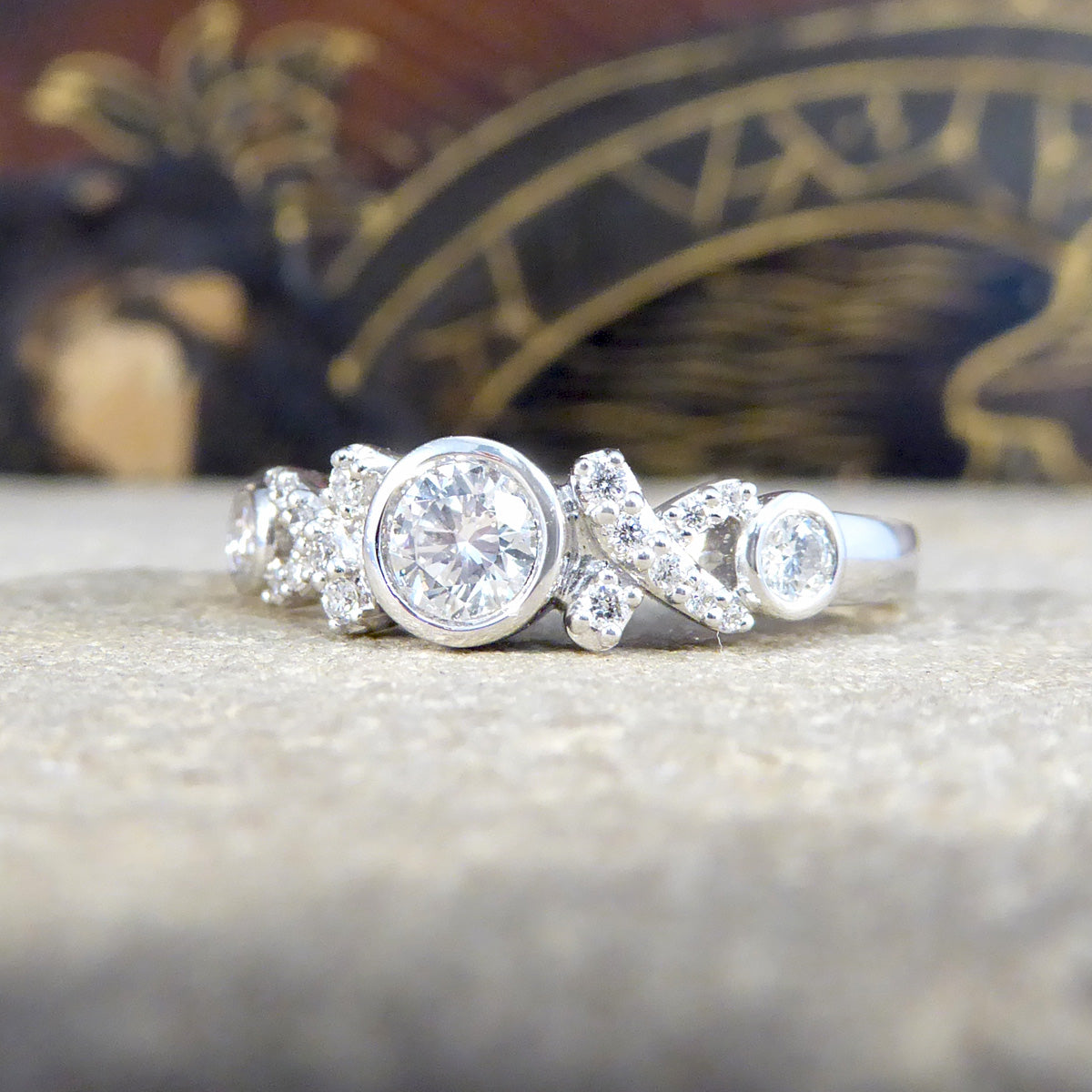 Diamond set Hugs and Kisses Ring in 18ct White Gold - Wharfedale Antiques
