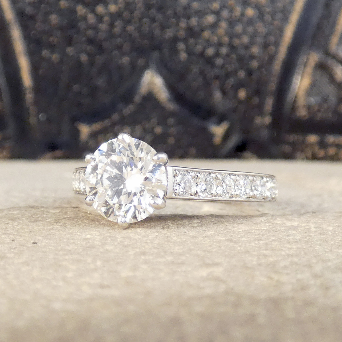 1.30ct Diamond Solitaire with 0.56ct Diamond Set Shoulders in Platinum