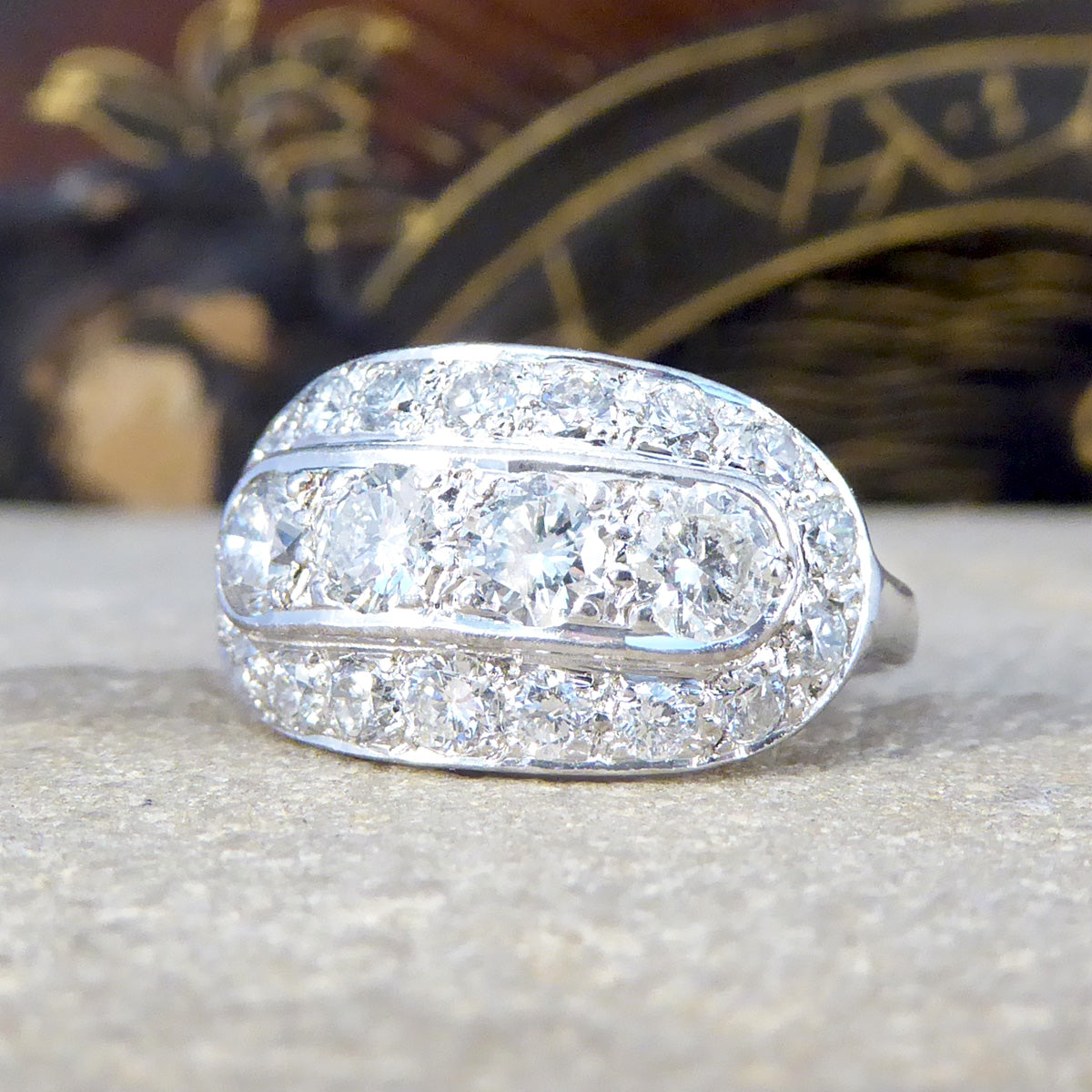 1.26ct Four Stone Diamond Cluster Ring in 14ct White Gold - Wharfedale Antiques