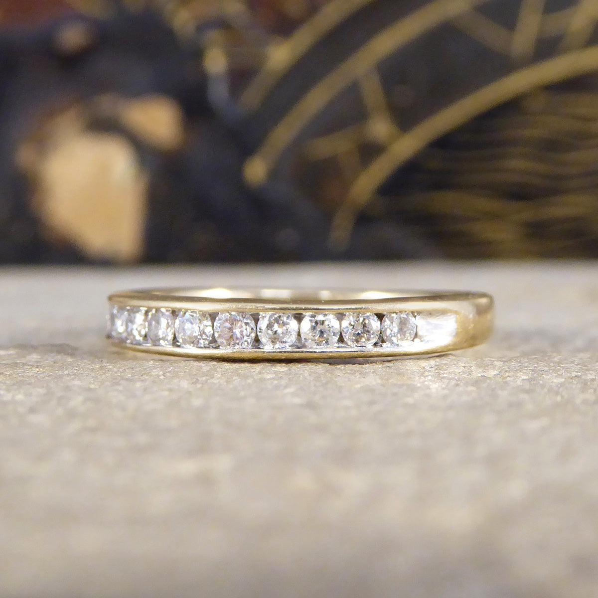 0.25ct Diamond Channel Set Half Eternity Ring in 9ct Yellow Gold - Wharfedale Antiques