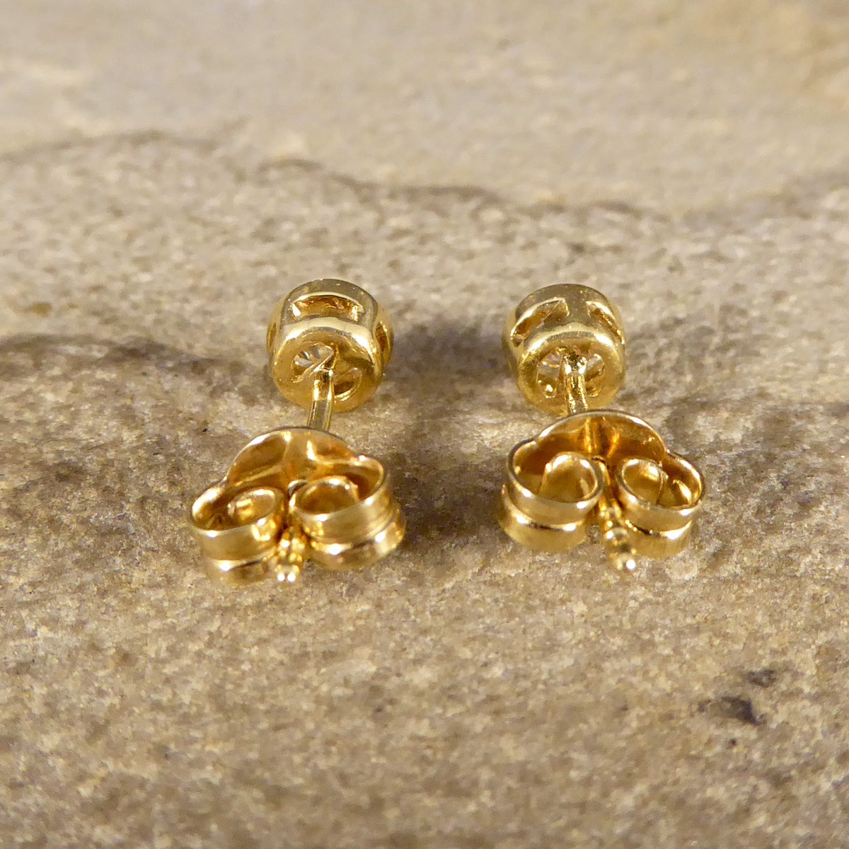Brilliant Cut Collar Set 0.50ct Diamond Stud Earrings in 18ct Yellow Gold - Wharfedale Antiques