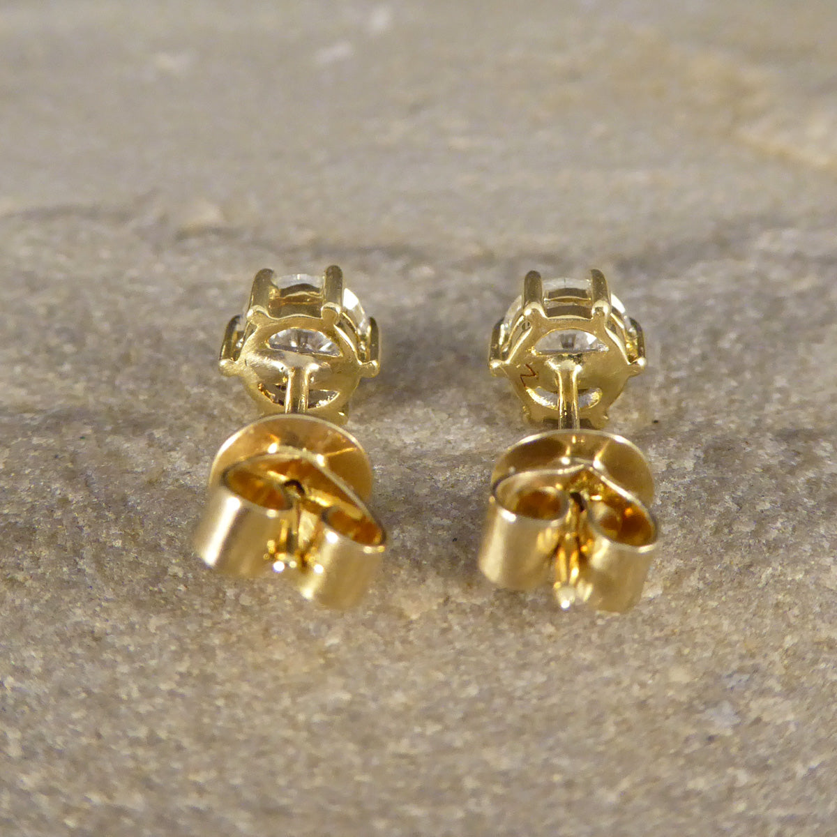 Classic Diamond Stud Earrings Weighing 1.00ct in 18ct Yellow Gold - Wharfedale Antiques