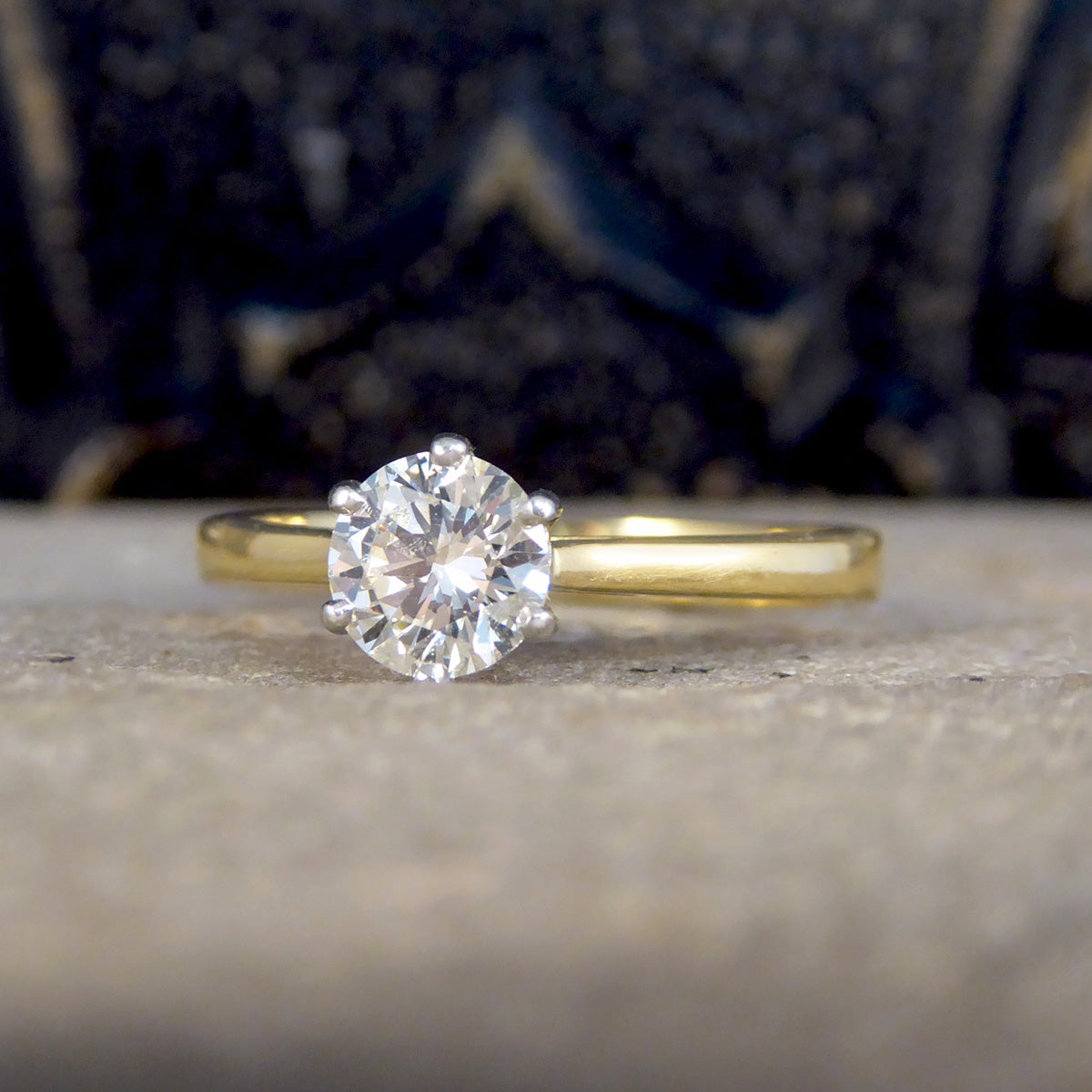 Vintage Brilliant Cut Diamond Solitaire Engagement Ring in 18ct Gold - Wharfedale Antiques