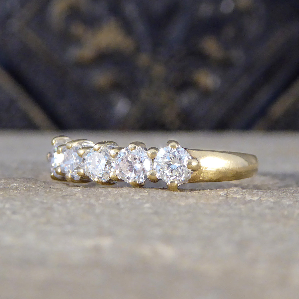 Vintage Five Stone Diamond Ring in 18ct Yellow Gold - Wharfedale Antiques