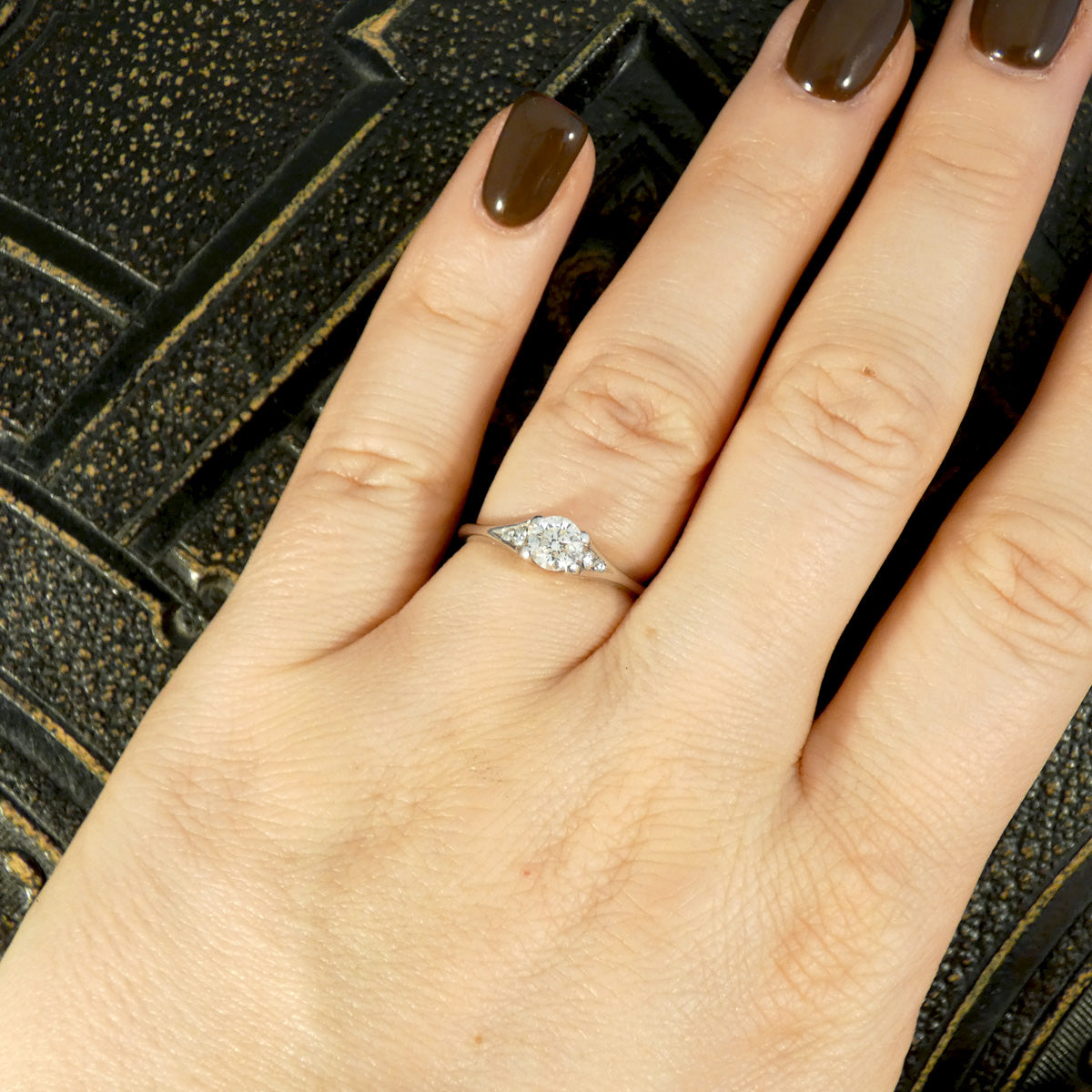 Diamond Solitaire Engagement Ring with Diamond Set Shoulders in 18ct White Gold - Wharfedale Antiques