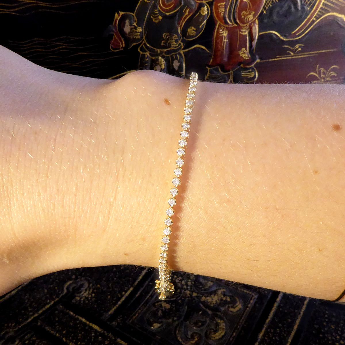 1.07ct Diamond Flexi-Link Tennis Bracelet in 18ct Yellow Gold - Wharfedale Antiques