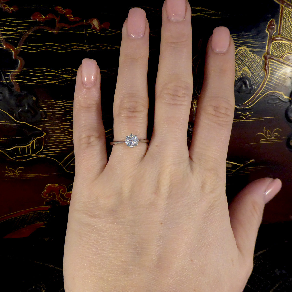 Vintage Old Cut Diamond Solitaire Ring in Platinum - Wharfedale Antiques