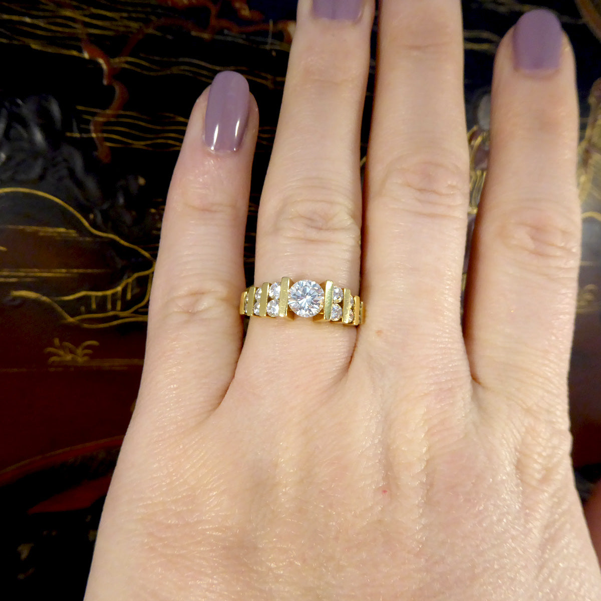 Vintage Diamond Stage Stepped Ring in 18ct Yellow Gold - Wharfedale Antiques