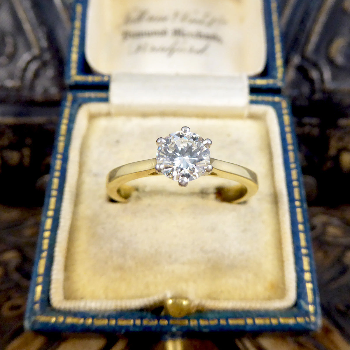 Vintage Brilliant Cut Diamond Solitaire Engagement Ring in 18ct Gold - Wharfedale Antiques