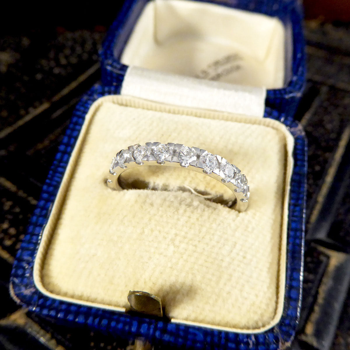 Modern Diamond Half Eternity Ring in Platinum - Wharfedale Antiques