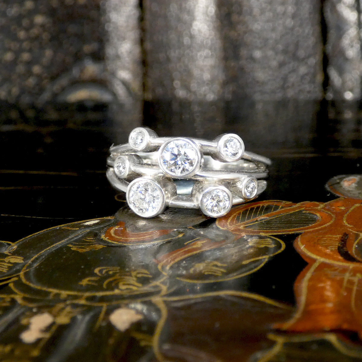 A gorgeous bright and beautiful bubble style diamond ring in platinum.