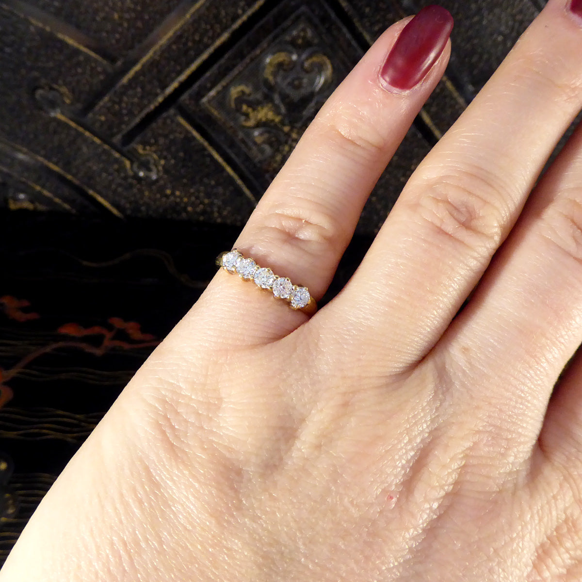 Vintage Five Stone Diamond Ring in 18ct Yellow Gold - Wharfedale Antiques