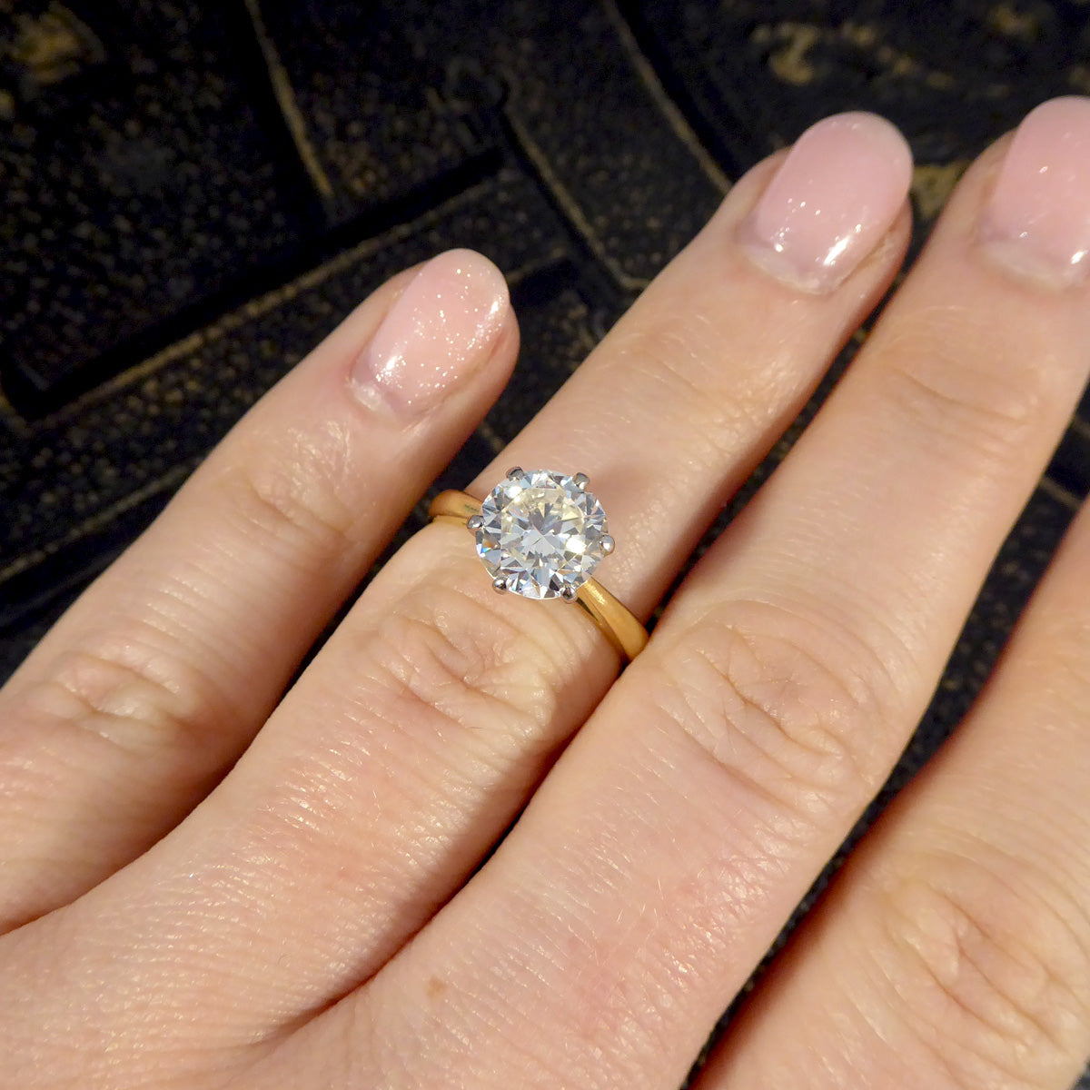 1.91ct Brilliant Cut Diamond Solitaire Ring in 18ct Yellow and White Gold - Wharfedale Antiques