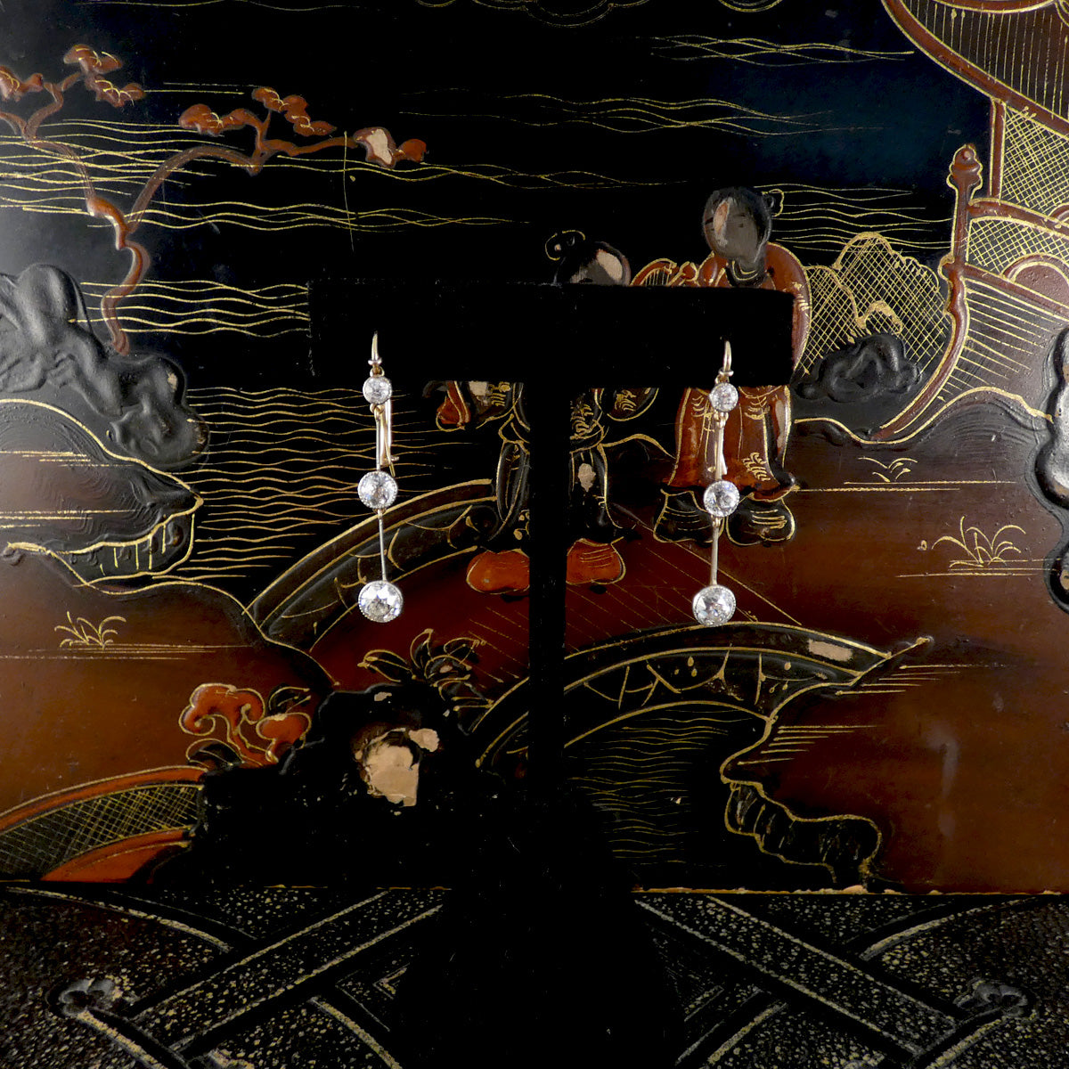 An antique pair of diamond drop earrings.