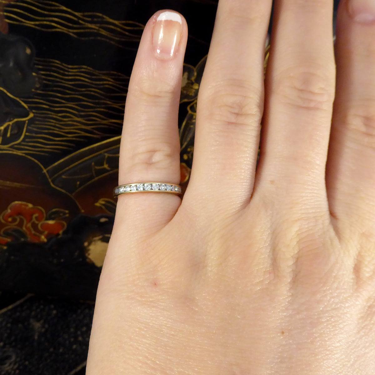 0.25ct Diamond Channel Set Half Eternity Ring in 9ct Yellow Gold - Wharfedale Antiques