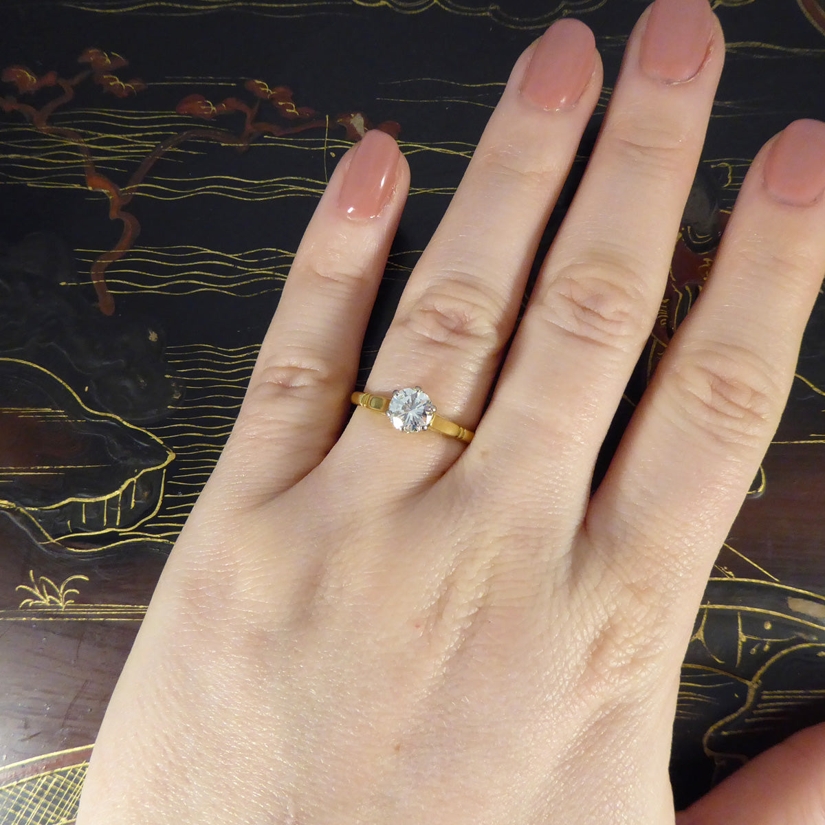 Vintage 0.82ct Diamond Solitaire Ring in 18ct Yellow Gold - Wharfedale Antiques