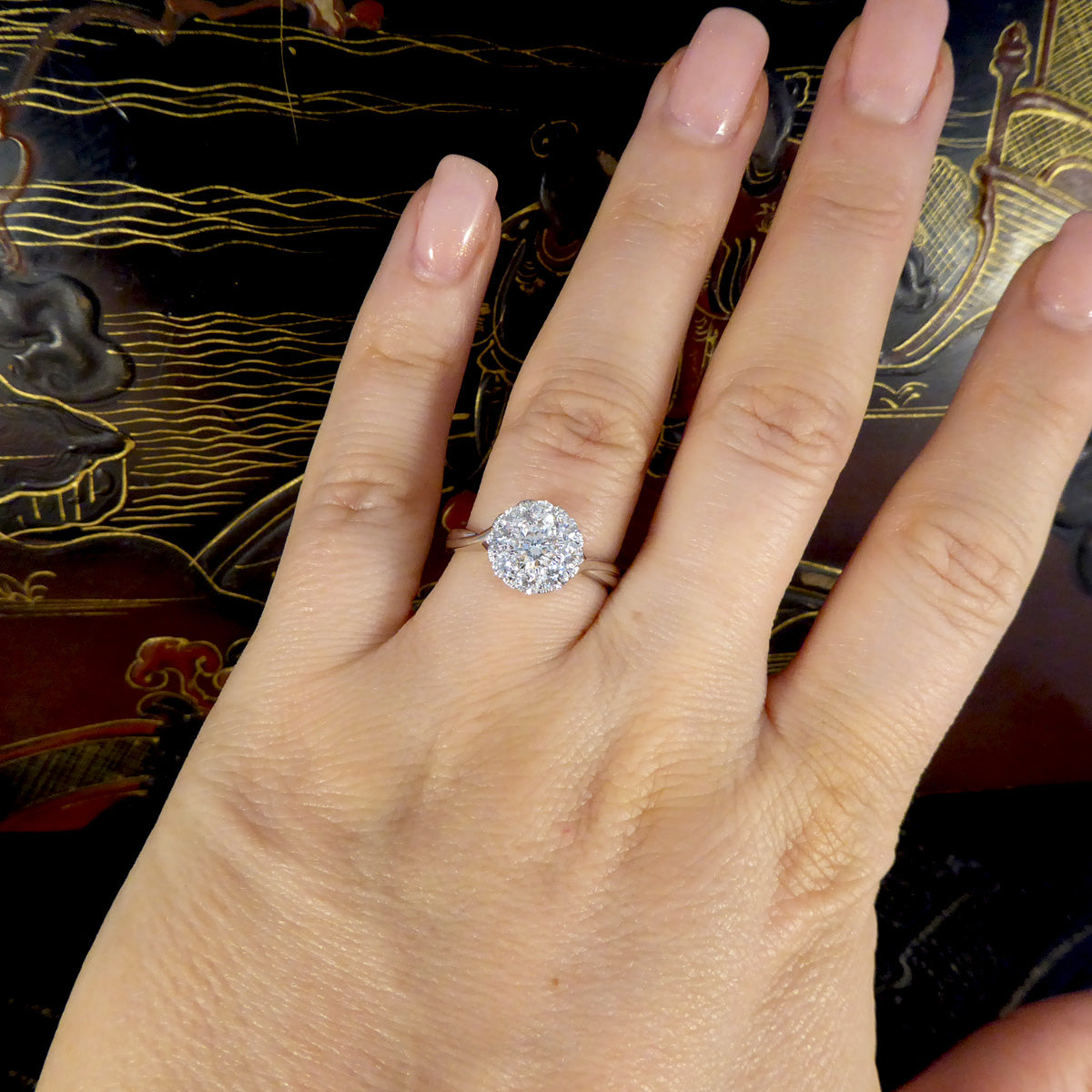 Diamond 3.00ct Solitaire Illusion Ring in Platinum - Wharfedale Antiques