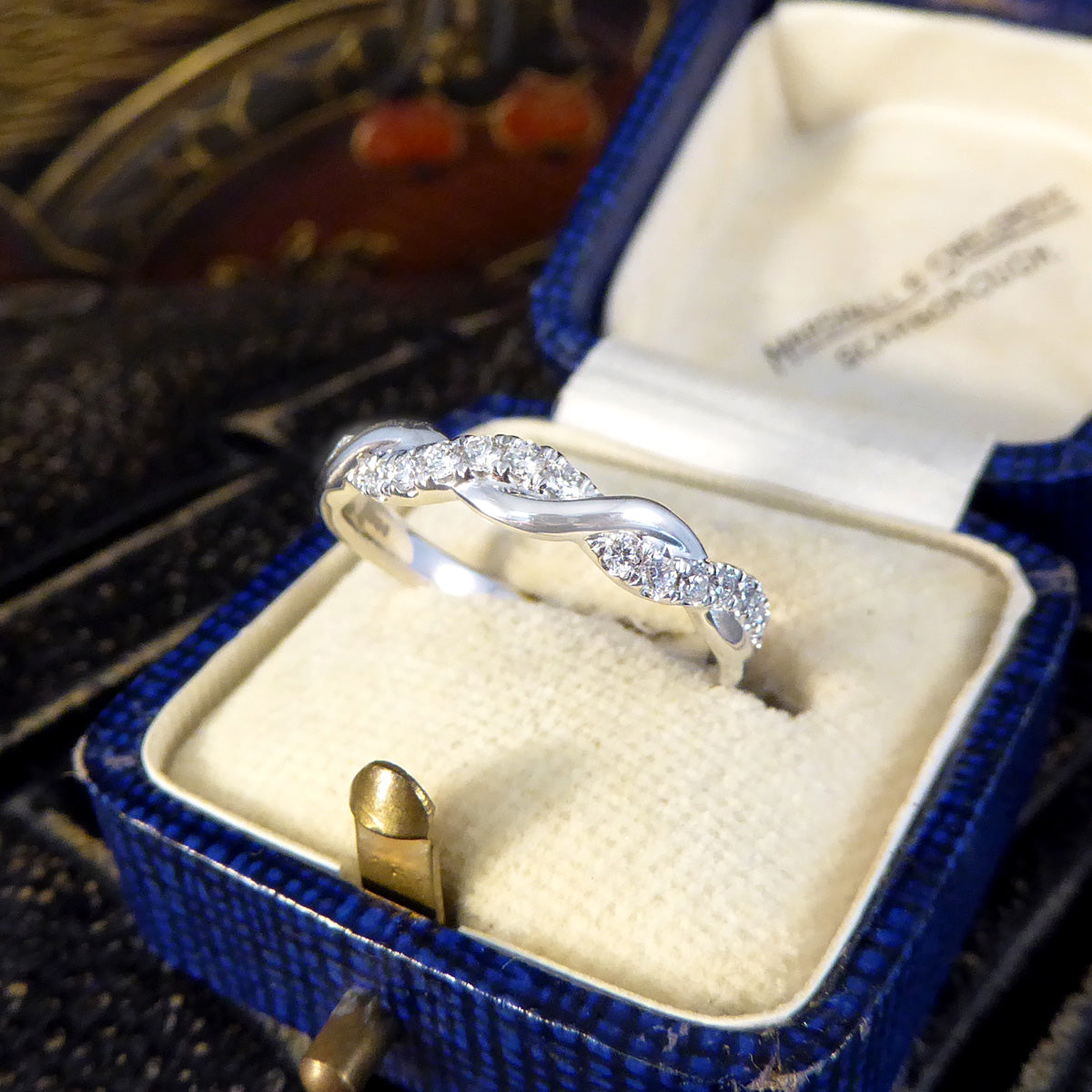 Diamond Twist Band Ring in 18ct White Gold