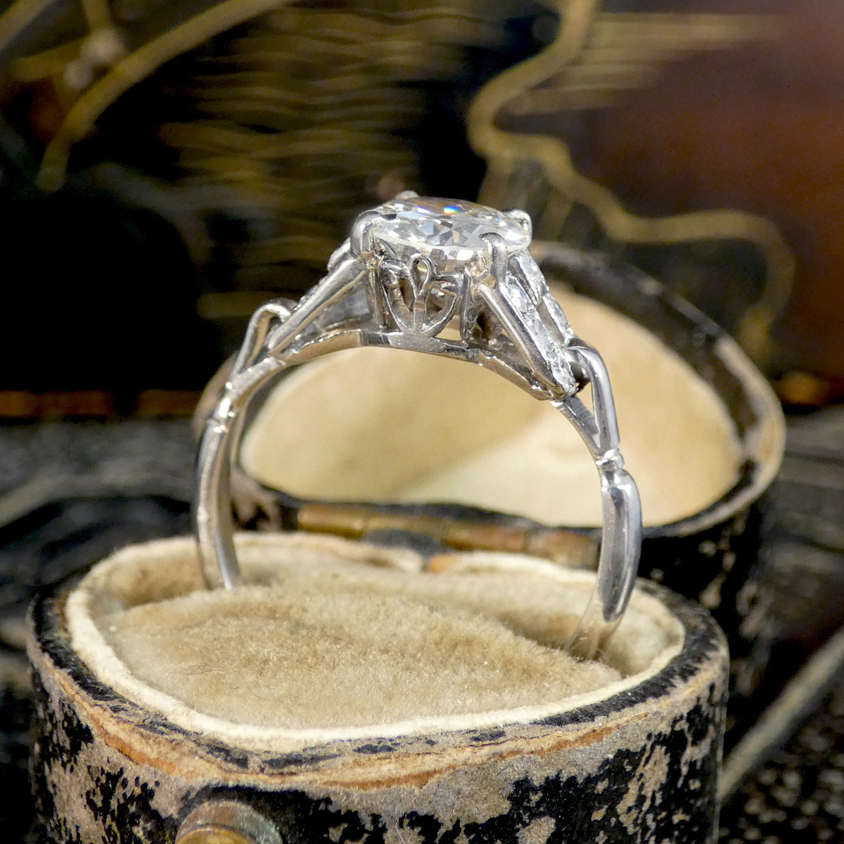 Platinum and Diamond vintage 1940s engagement ring.