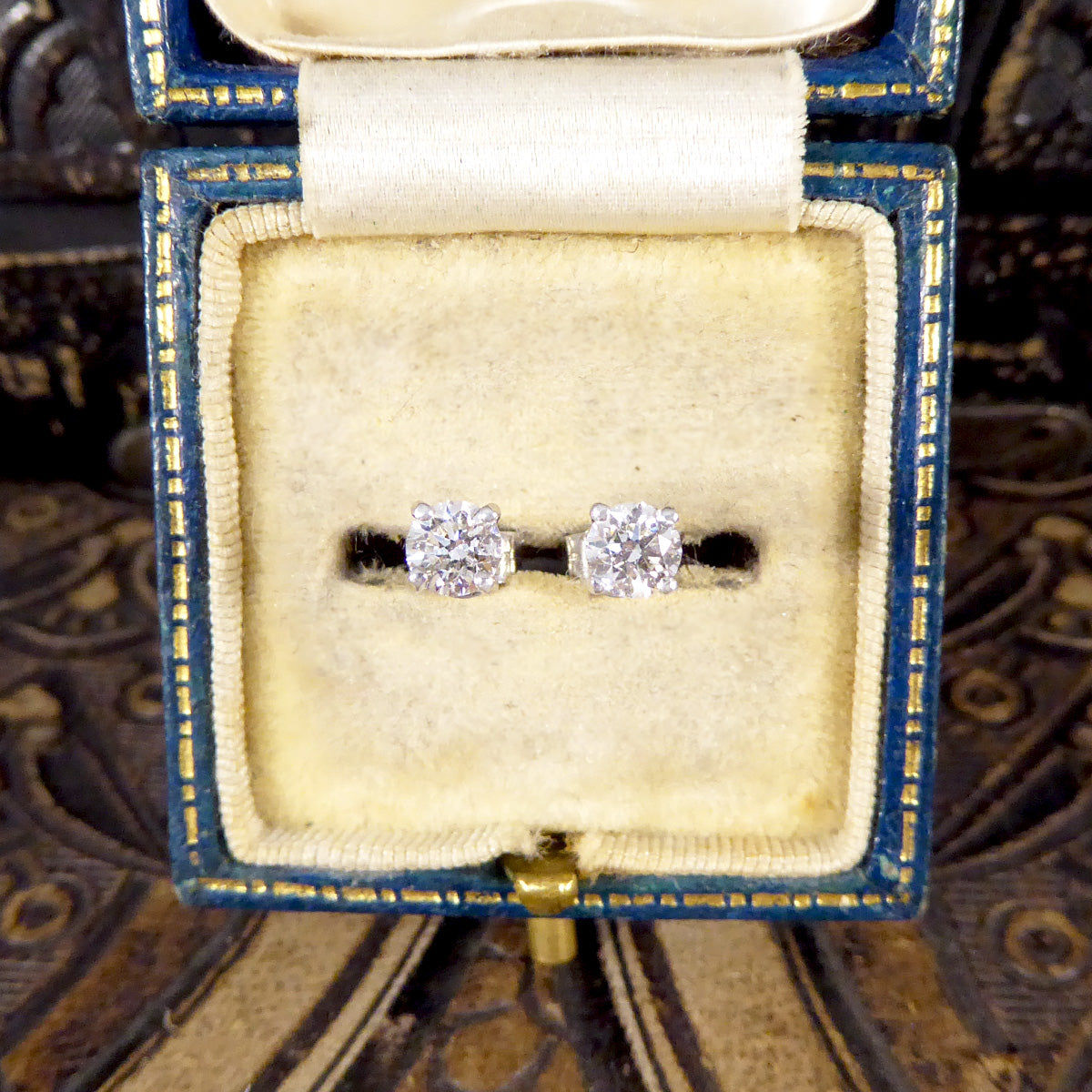 Brilliant Cut 0.53ct Diamond Stud Earrings in 18ct White Gold - Wharfedale Antiques