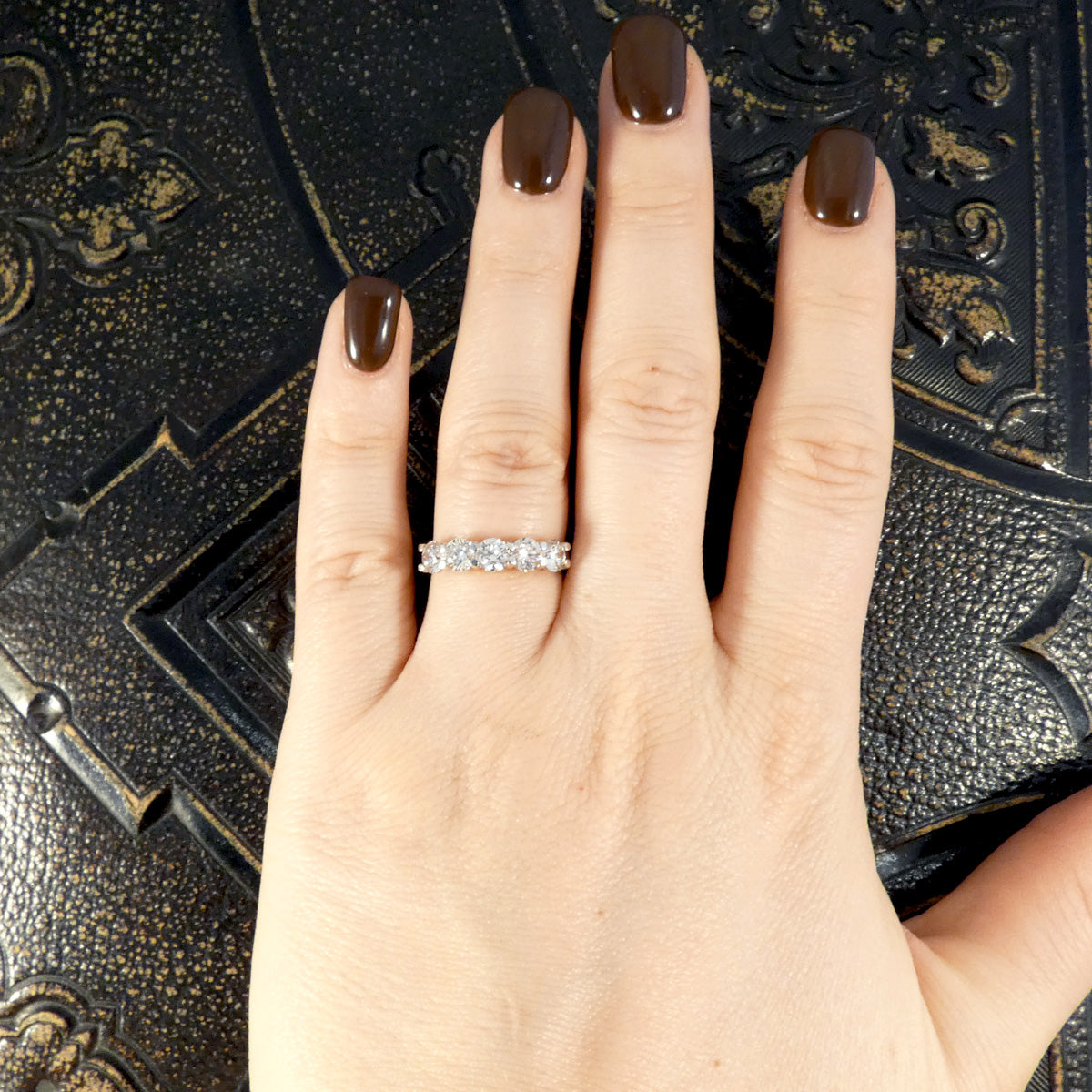 1.52ct Brilliant Cut Diamond Five Stone Ring in 18ct White Gold - Wharfedale Antiques