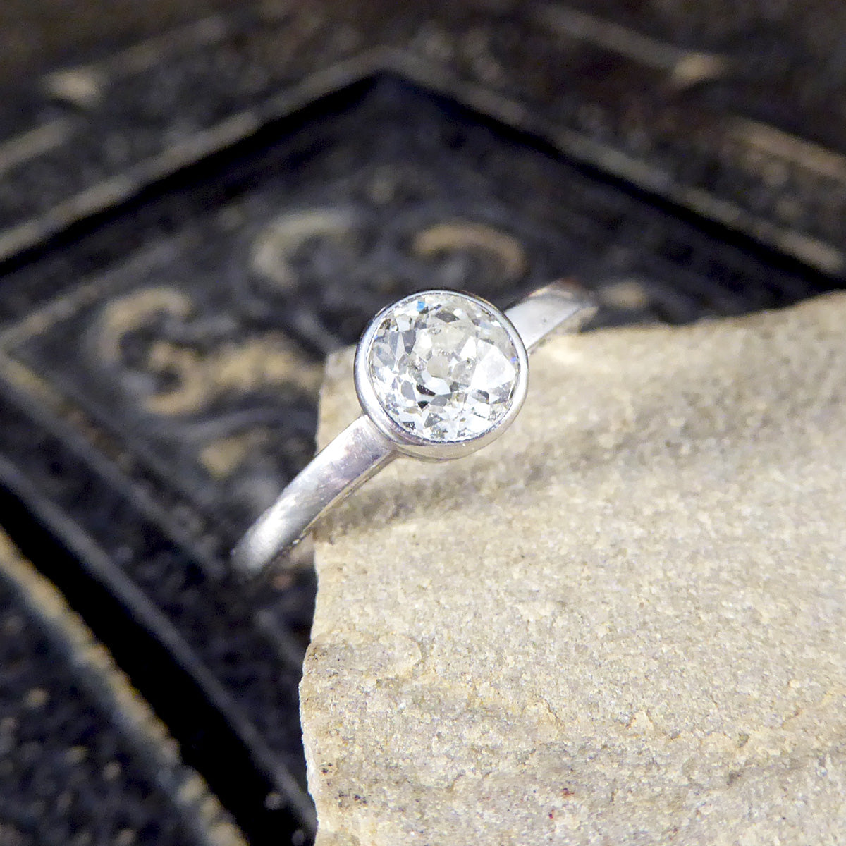 Vintage 0.50ct Old European Cut Diamond Ring in 14ct White Gold - Wharfedale Antiques