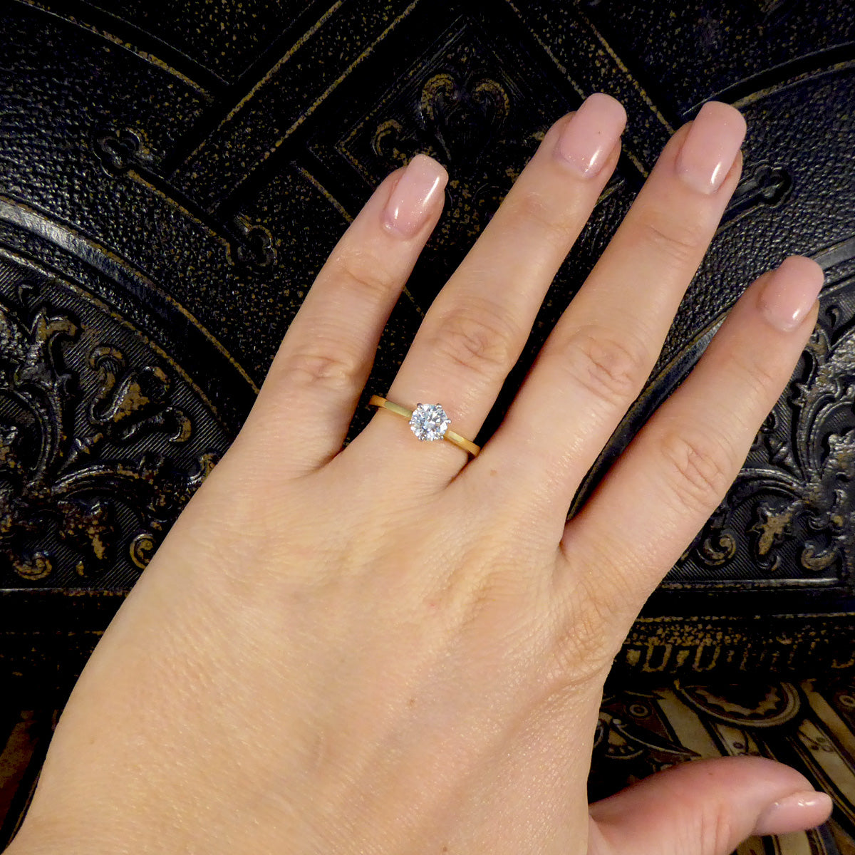 Vintage Brilliant Cut Diamond Solitaire Engagement Ring in 18ct Gold - Wharfedale Antiques