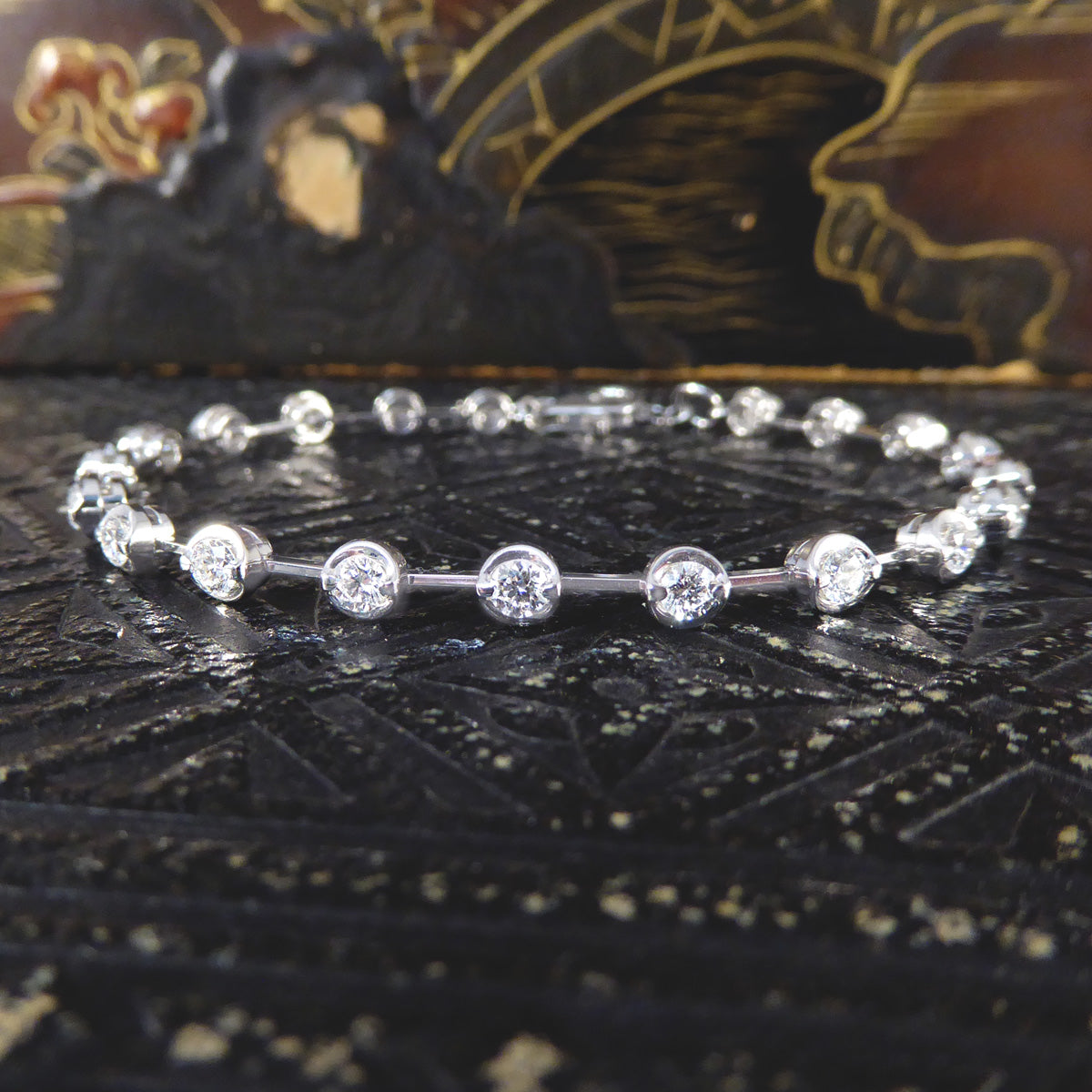 2.00ct Brilliant Cut Diamond Tennis Bracelet in 18ct White Gold - Wharfedale Antiques